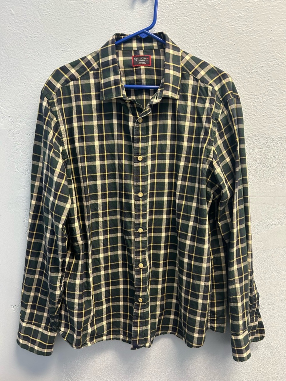 UNTUCKit Men's Green & Yellow Plaid Button-Down Shirt - Casual Long Sleeve